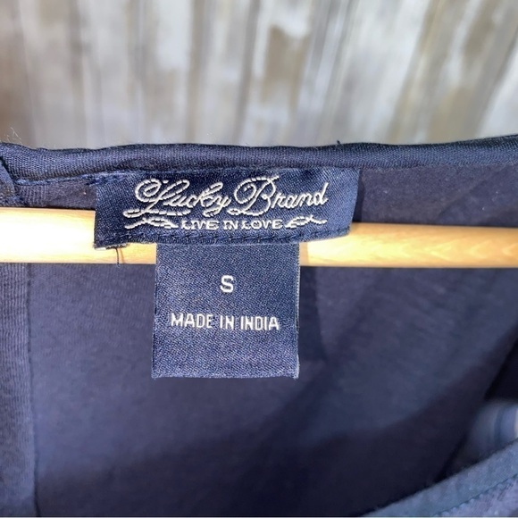 Lucky Brand Navy Embroidered Button Back Blouse - Picture 5 of 5